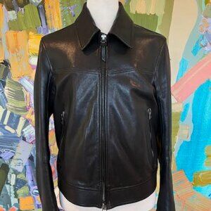 TOM FORD Men's size 54 black leather motorcycle jacket